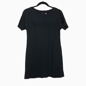 Uniqlo Womens Mini Shirt Dress Pockets‎ Black Size XS Capsule Wardrobe Neutral